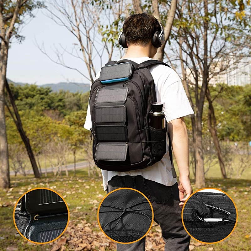 Charger 26800mAh, Portable 5 Panel 7.5W High Efficiency Power Bank with Ultra Bright 60-LED Panel Light and Flashlights, PD 18W Fast Charger External Battery Pack (Blue)