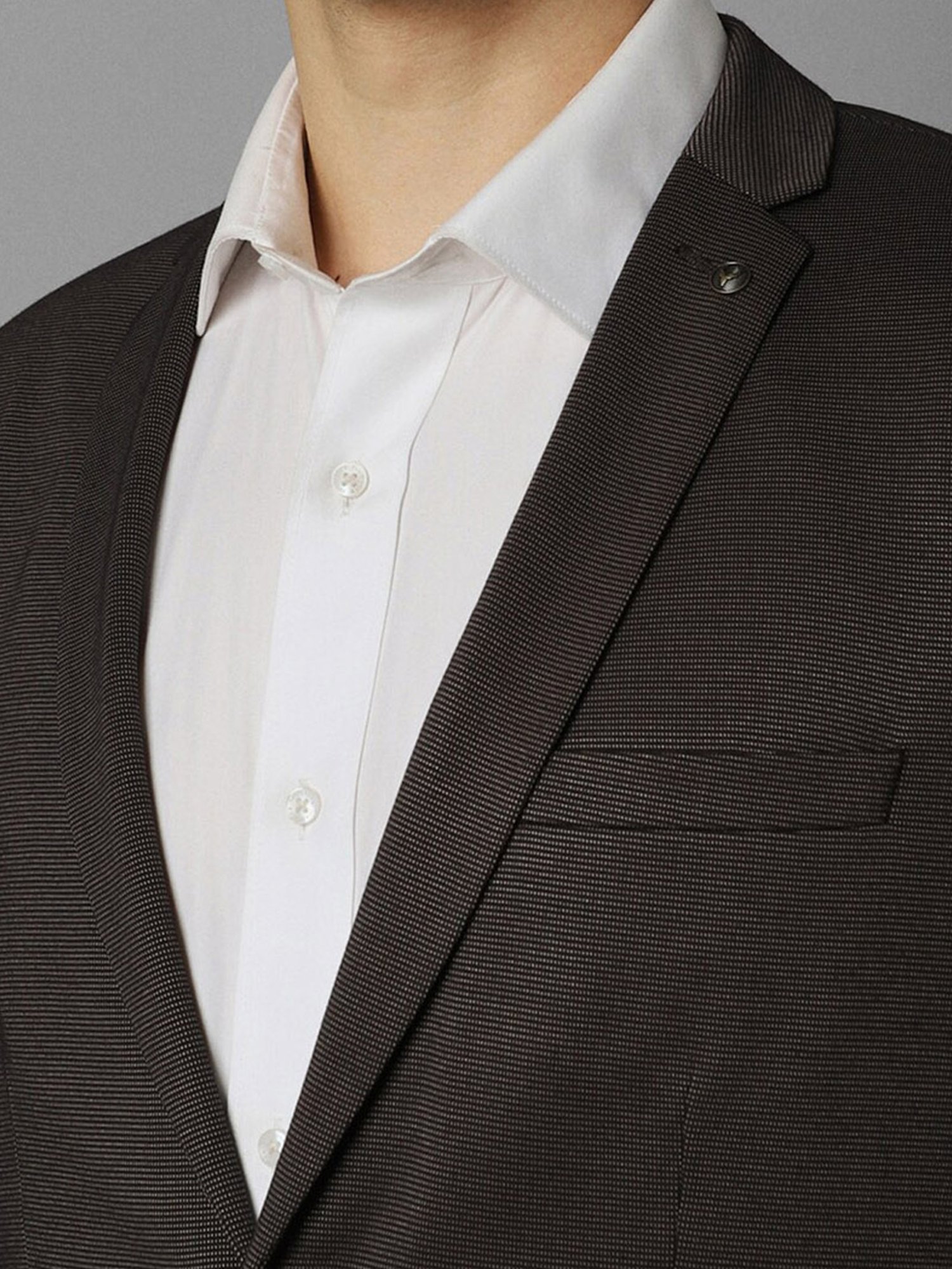 Allen Solly Dark Brown Slim Fit Blazer