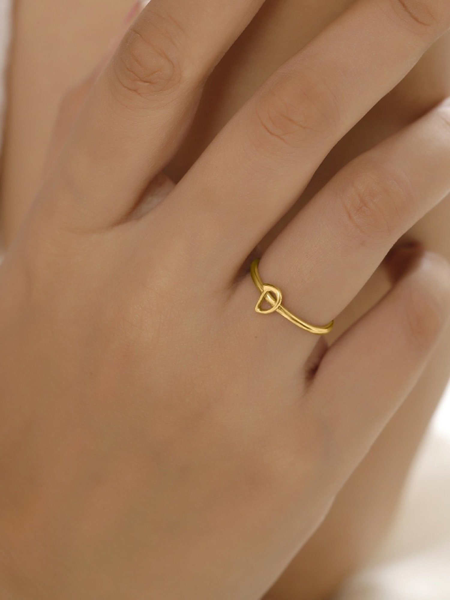 Mia by Tanishq Letter D 14k Yellow Gold Initial Ring