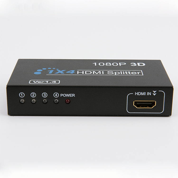HDMI Video Splitter 1x4 HDMI Splitter 1080P 3D Video Switch 1 in 4 Out Amplifier Display For HDTV DVD PS3/4