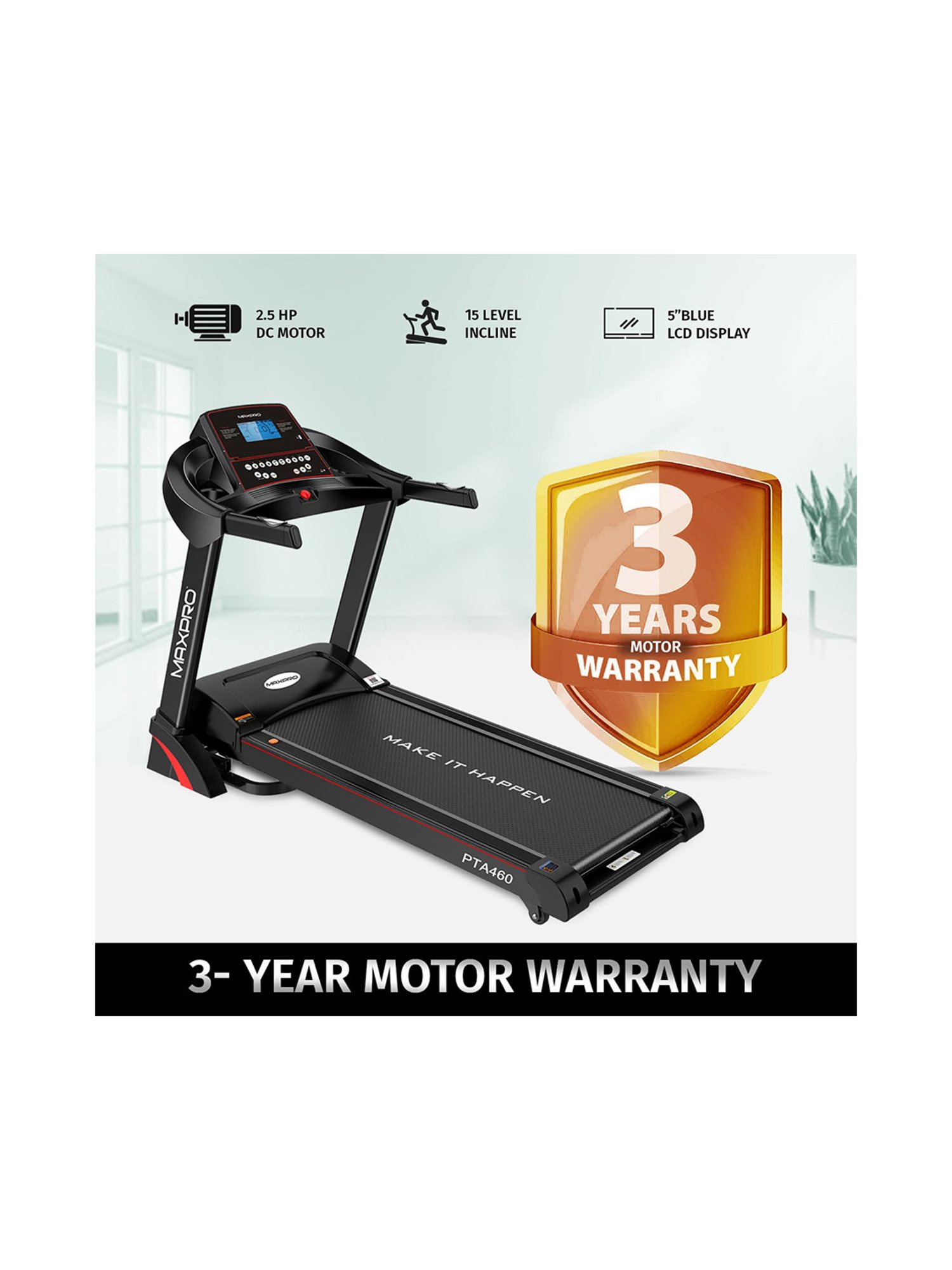 MAXPRO 2.5HP DC Motorized Treadmill (Black)