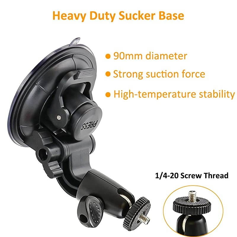 Dashboard DSLR Car Mount with Strong Suction Cup and Insurance Tether use for Canon, Nikon, Sony, Neewer, DSLR, Olympus, Pentax, HeroFiber and More Cameras