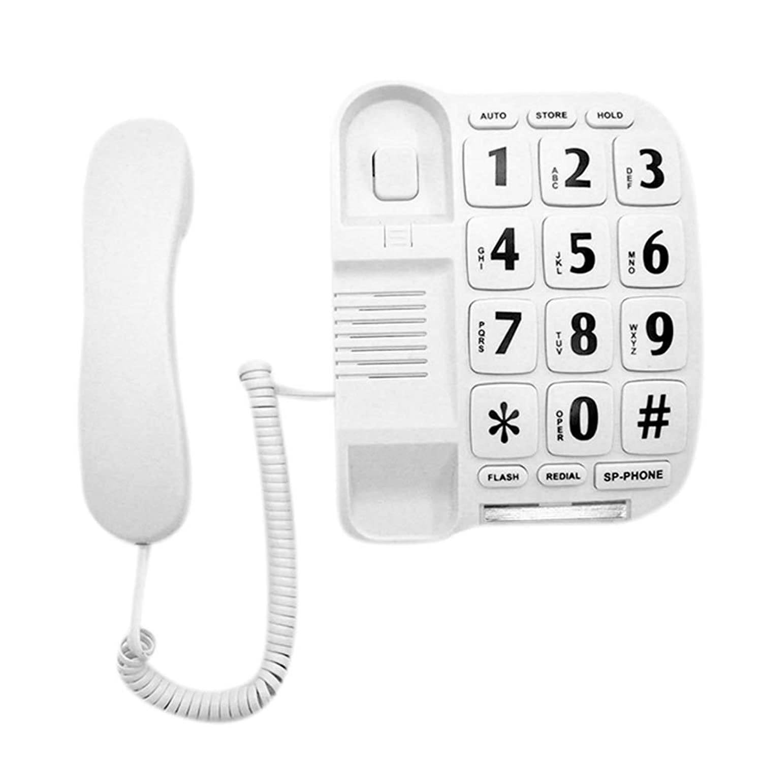 JeKaVis JF11W Big Button Corded Phone for Elderly Amplified Phones for Hearing Impaired Seniors with Loud Handsfree Speakerphone