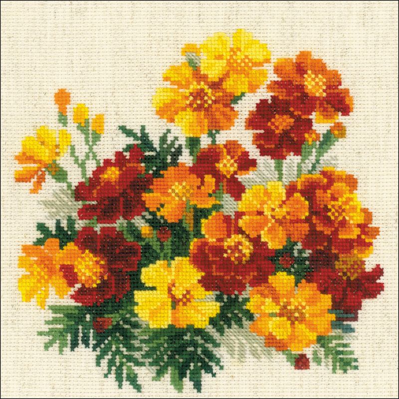 RIOLIS Counted Cross Stitch Kit 7.75"X7.75"-Marigolds (14 Count)
