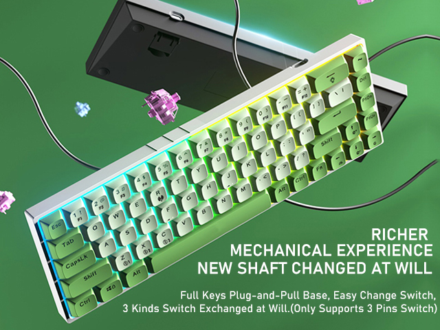 Aula F3068 68 Keys Bluetooth+Wired Dual Mode RGB Mechanical Keyboard Hot Swappable Switch Full keys Anti-ghosting Cool Backlight Effect for Pc Laptop Offical Computer
