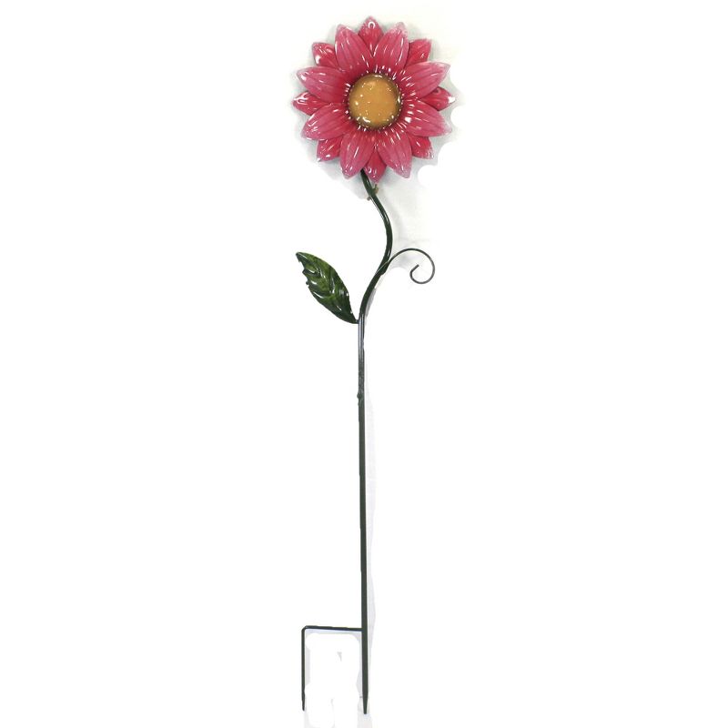 Home & Garden 36.0" Pink Shiny Flower Stake Yard Decor Floral Poke Direct Designs International  -  Decorative Garden Stakes