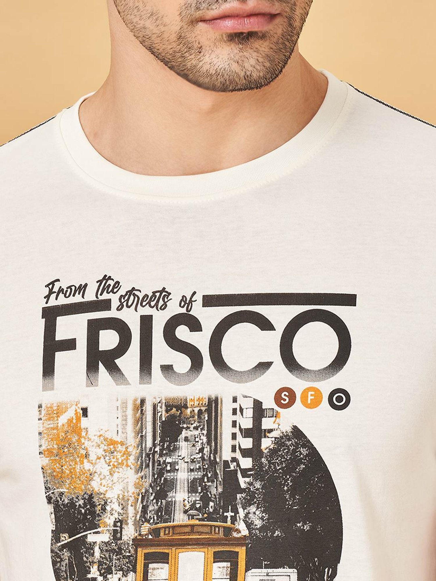 Sf Jeans By Pantaloons White Slim Fit Printed T-Shirt