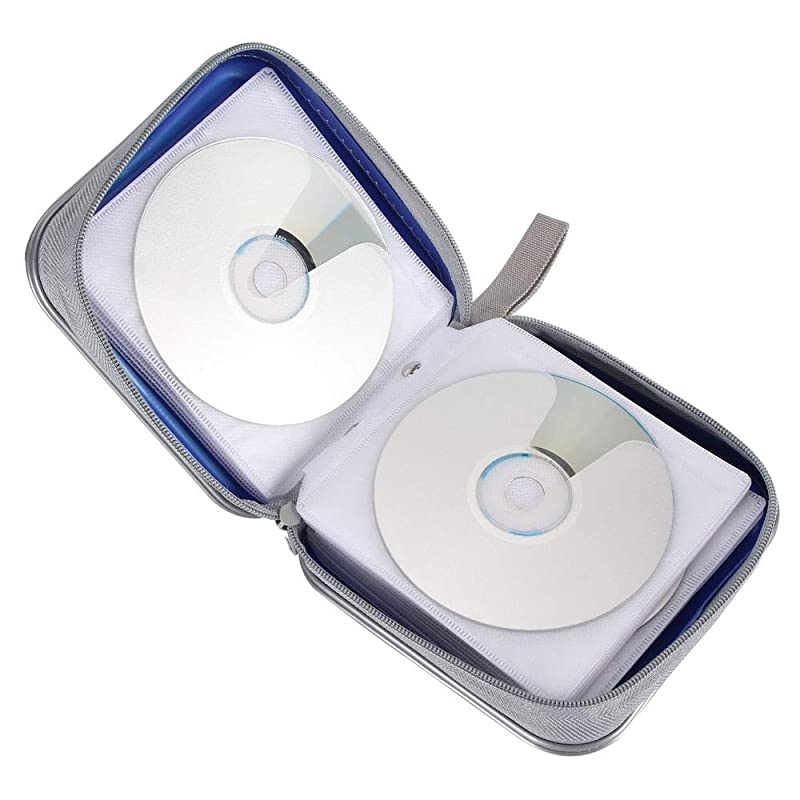 CD Case, 40 Capacity CD DVD Heavy Duty Wallet Storage Organizer Holder VCD Binder Bag Album Booklet (A-Blue)