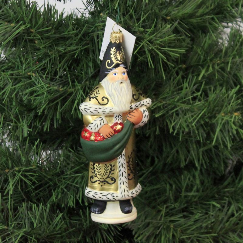 Vaillancourt 6.25" Golden Colonial Santa Christmas Ornament Apples  -  Tree Ornaments