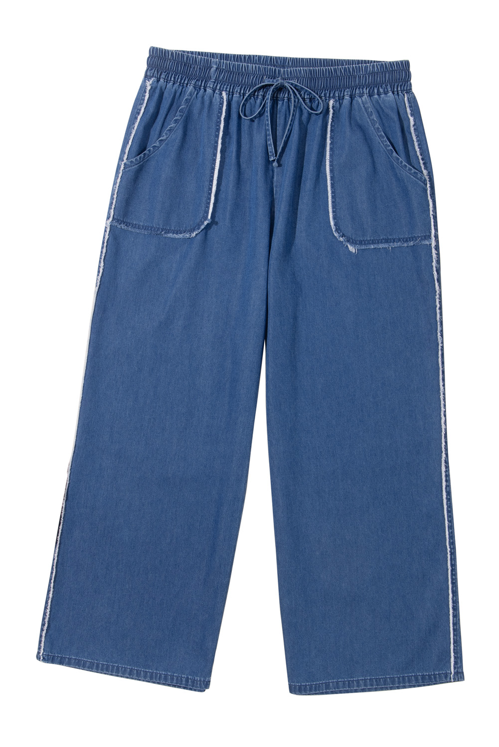 Dark Blue Plus Size Stitching Washed Flare Jeans