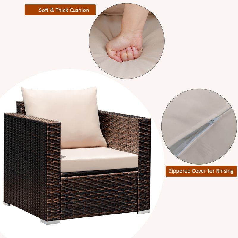 7pc Studio Shine Collection Patio Conversation Set with Sofa, 4 Armchairs & 2 Tables - W Unlimited