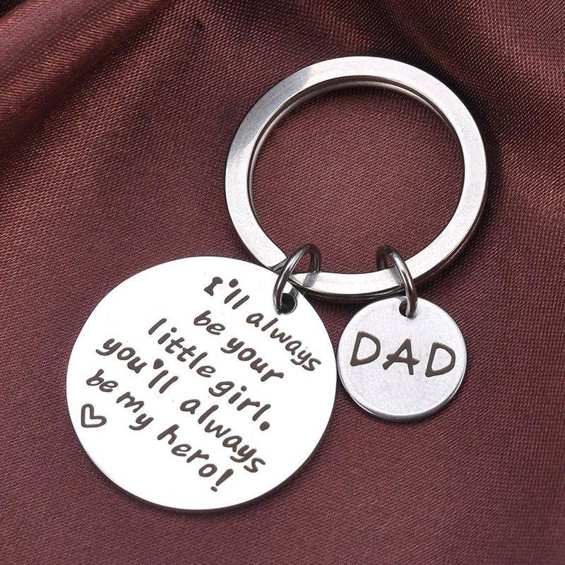 XYBAGS Keychain Gifts for Dad Father, Father's Day Gift Idea from Wife Daughter Son Kids, I'll Always Be Your Little Girl