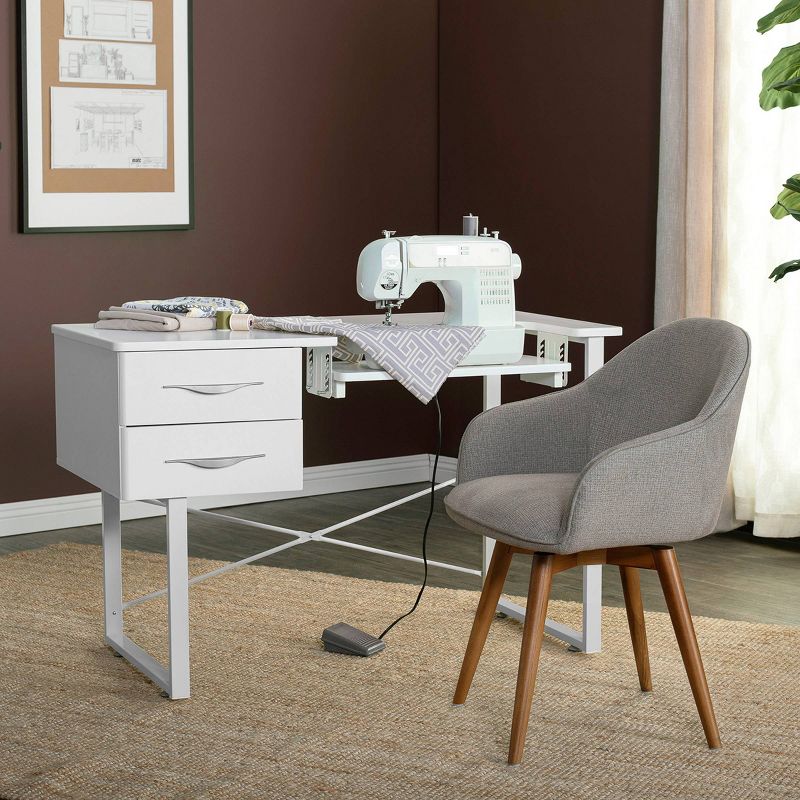 Pro-Line Sewing Table with Two Drawers White - Sew Ready