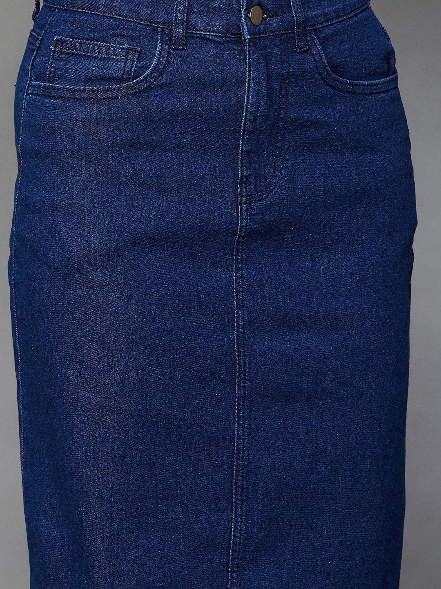 Code by Lifestyle Blue Cotton Midi Skirt