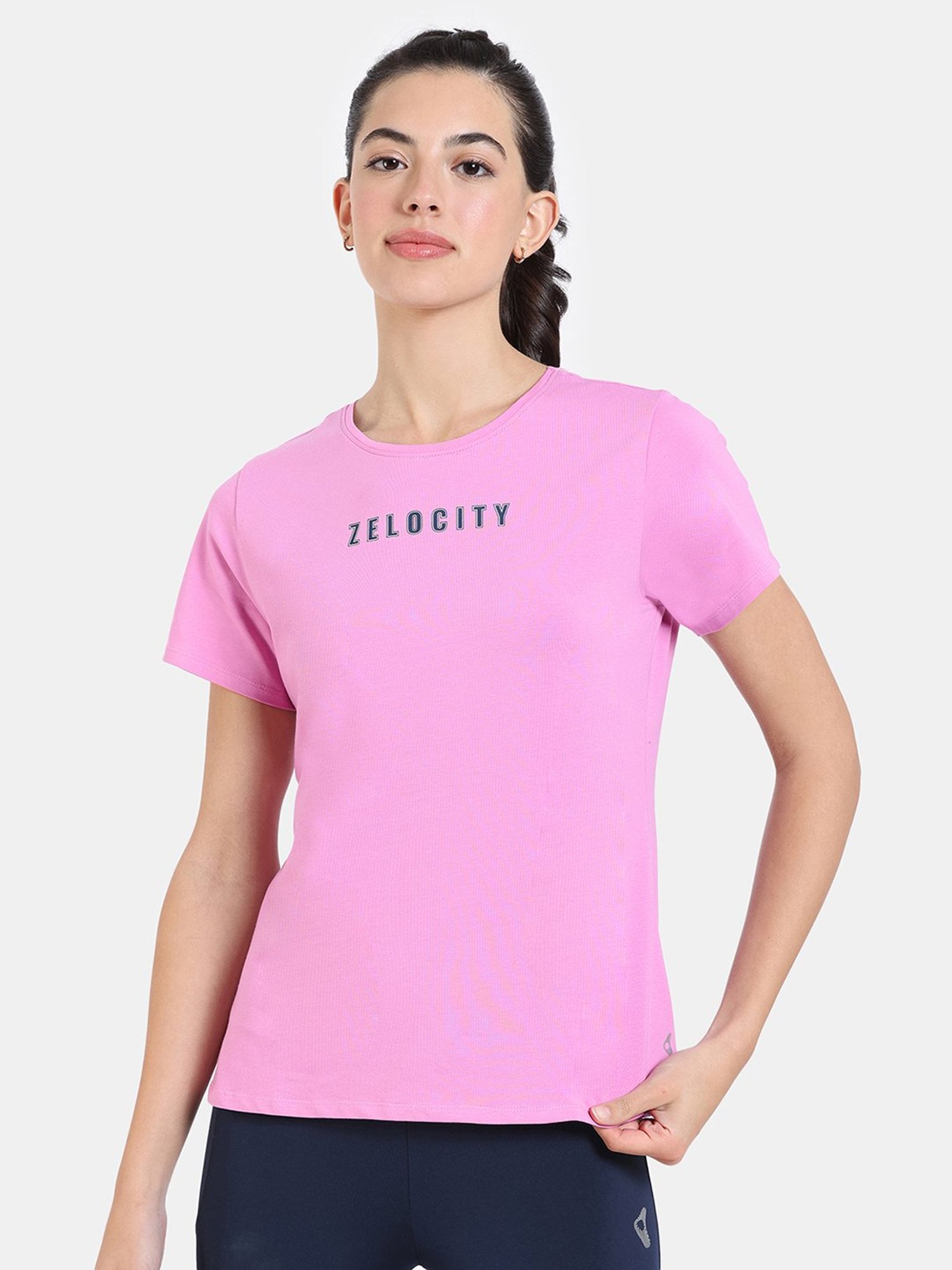 Zelocity by Zivame Dark Pink Logo Print T-Shirt