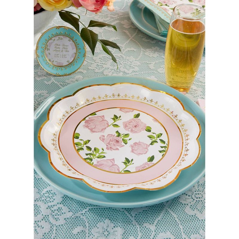 24ct Tea Time Premium Paper Plates Pink