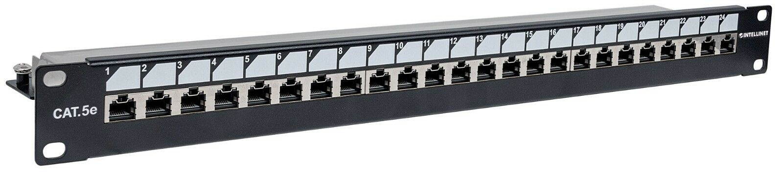 24-Port 1U Cat5e Unshielded Patch Panel, Top Entry Punch Down, Locking Function