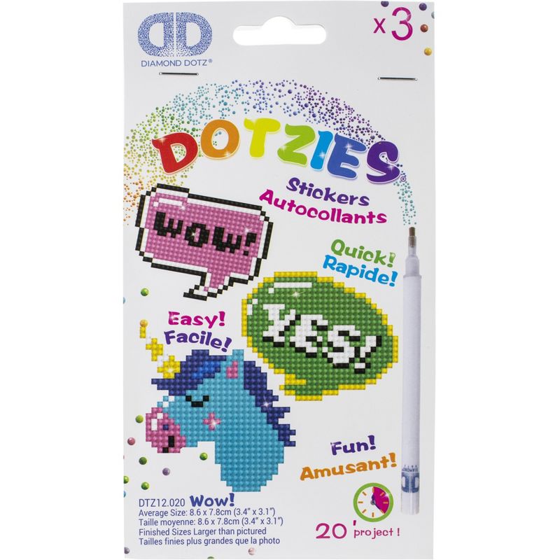 Diamond Dotz DOTZIES Embroidery Facet Art Sticker Kit-Multi Pack Wow 3/Pkg