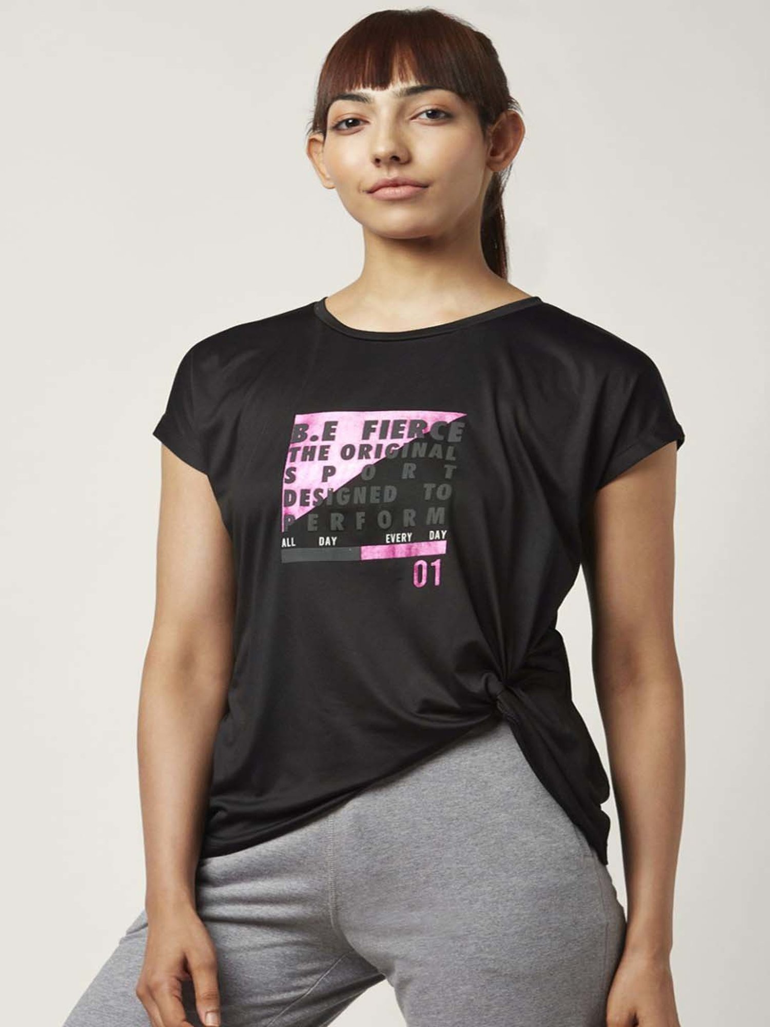 Ajile by Pantaloons Black Graphic Print Sports Top