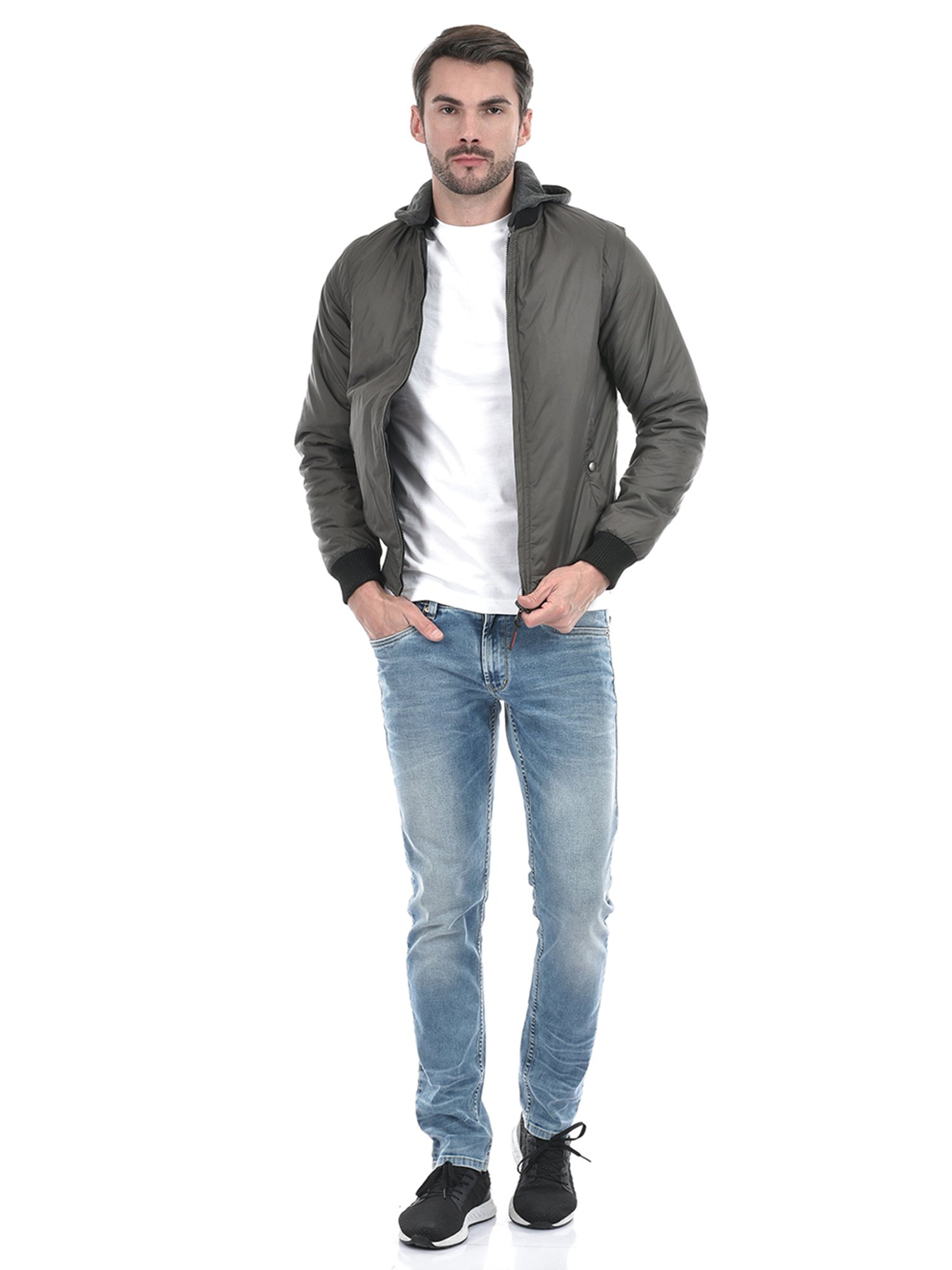 Lawman Pg3 Dark Grey & Black Regular Fit Reversible Jacket