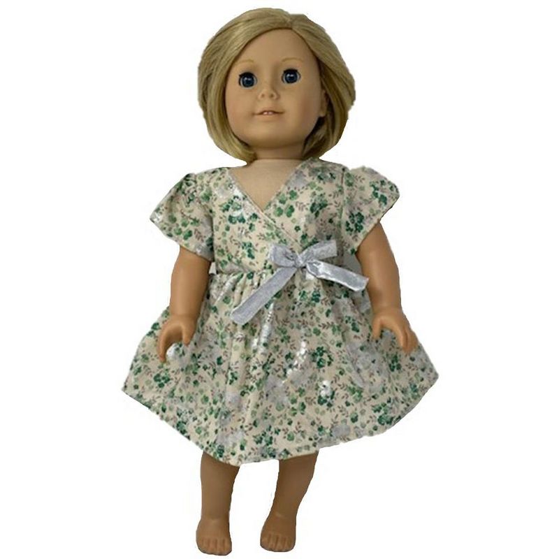 Doll Clothes Superstore Baby Doll Green and Silver Fancy Dress