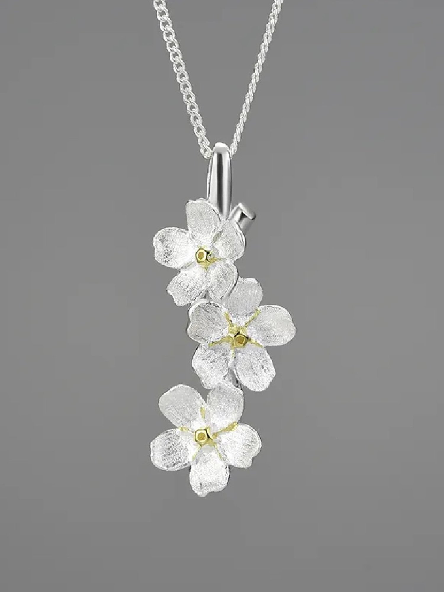 Rihi by P.C. Chandra Jewellers Silver Forget Me Not Flower Pendant (Without Chain)