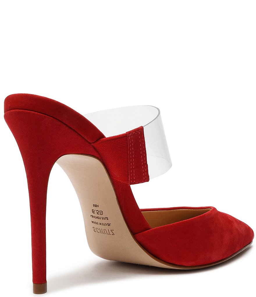 Schutz Sionne Suede & Clear Strap Dress Mules