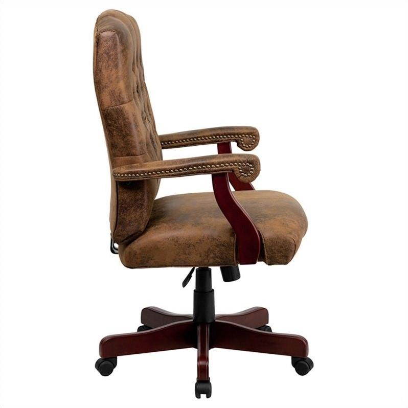 Bomber Brown Classic Executive Swivel Office Chair with Arms