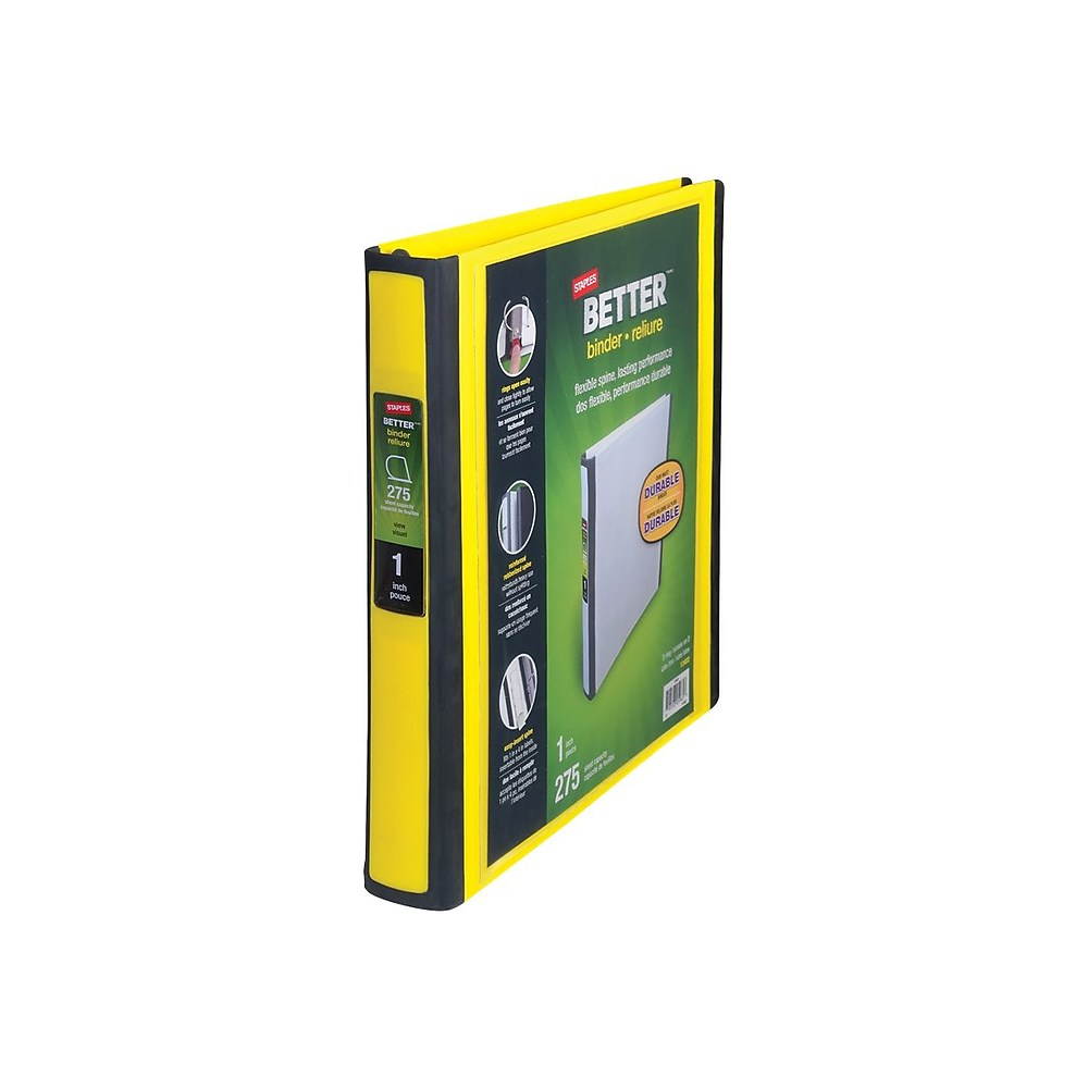 Staples Better 1-Inch D 3-Ring View Binder Yellow (19064) 827601