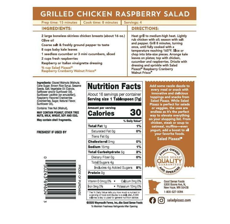 Salad Pizazz! Raspberry Flavored Cranberries & Glazed Walnuts Salad Topper - 4oz