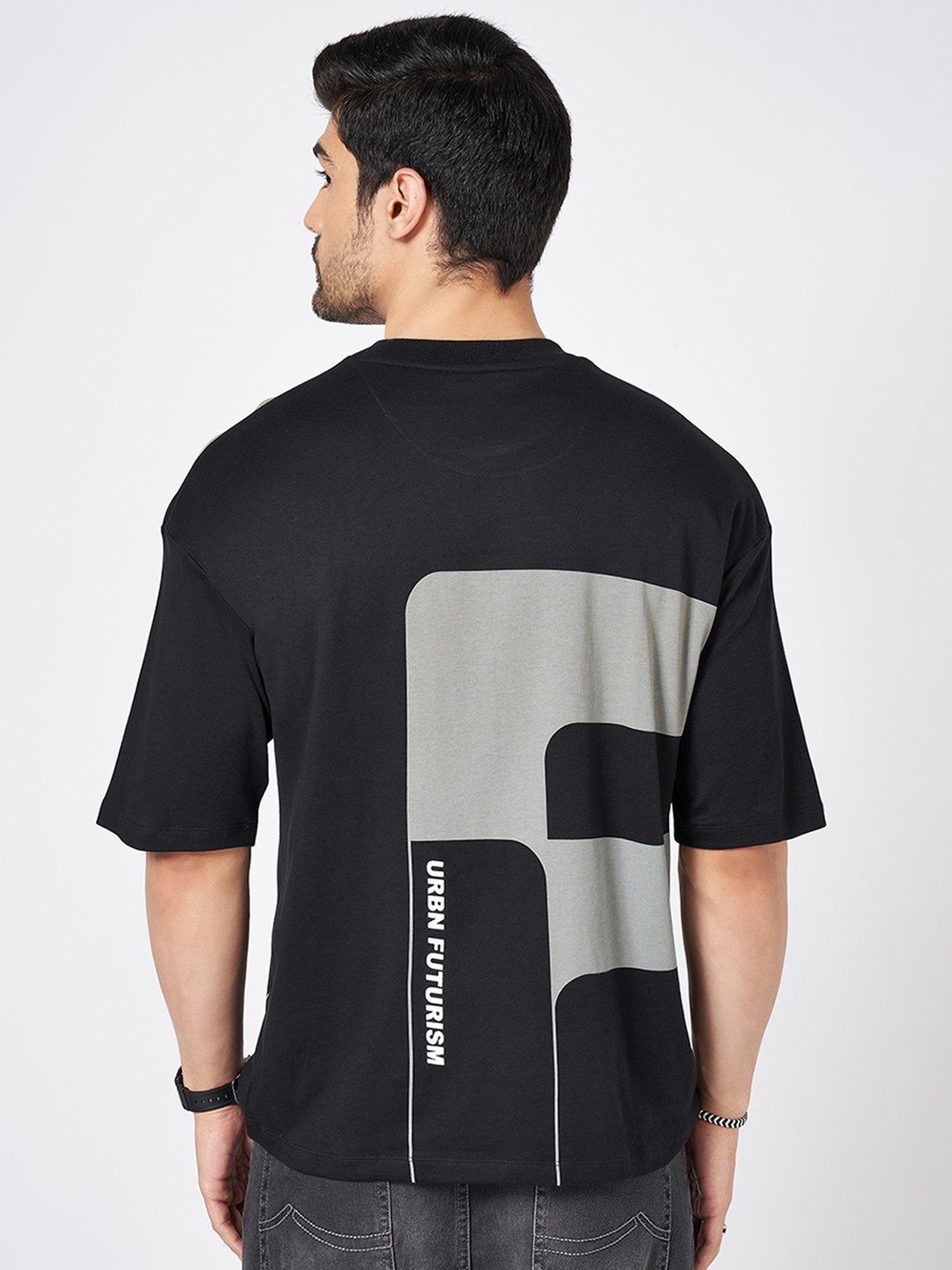 Sf Jeans By Pantaloons Black Cotton Loose Fit Printed T-Shirt