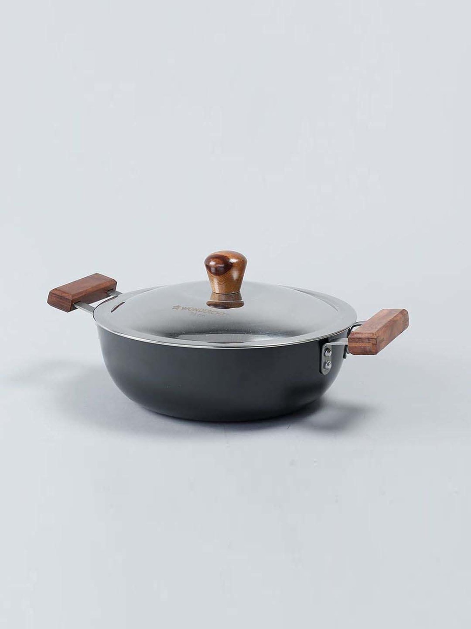 Wonderchef Ebony Hard Anodized Deep Kadhai with Lid