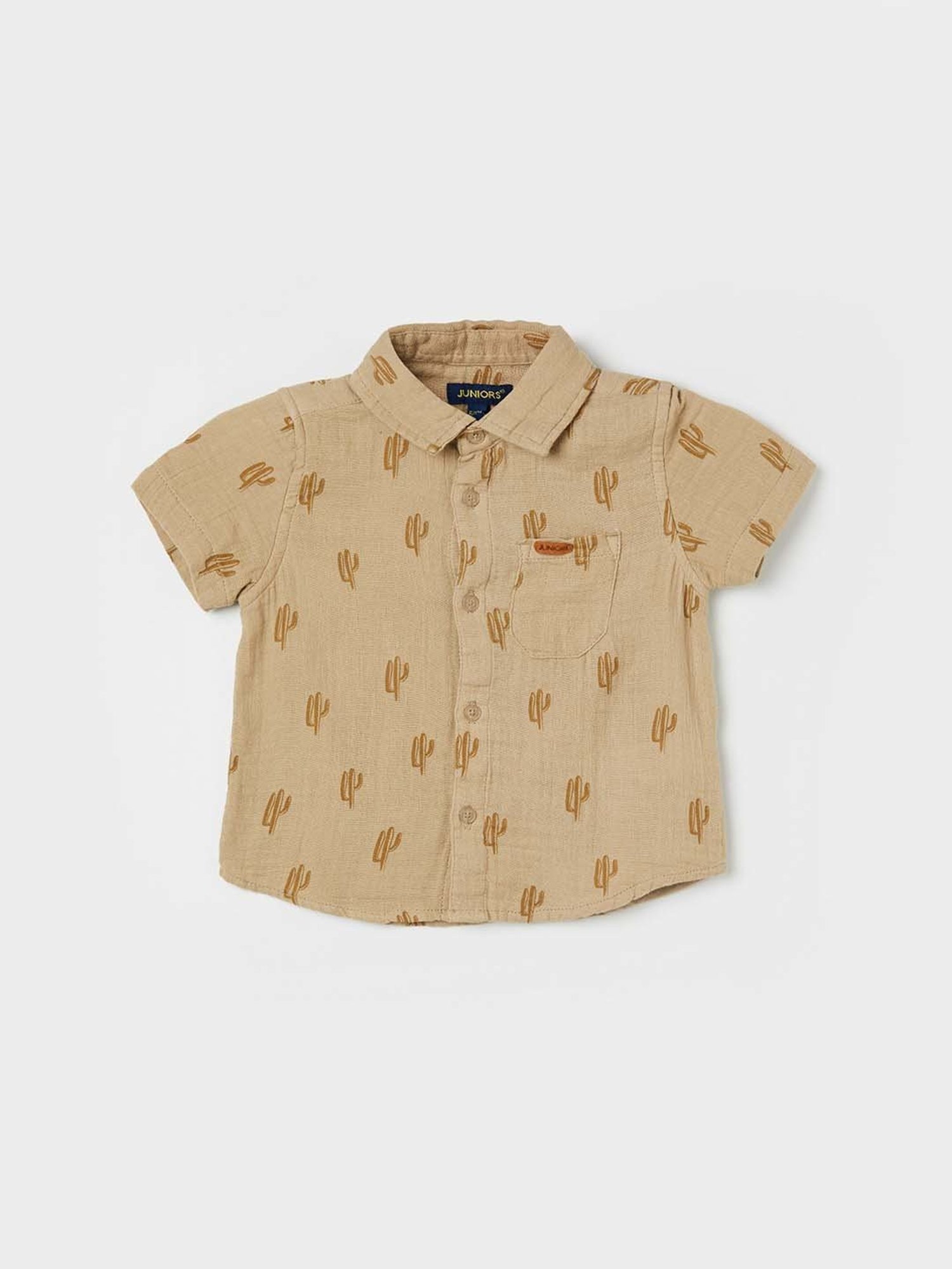 Juniors by Lifestyle Beige Cotton Printed Shirt