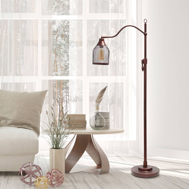 Vintage Arched Floor Lamp with Iron Mesh Shade Red - Lalia Home
