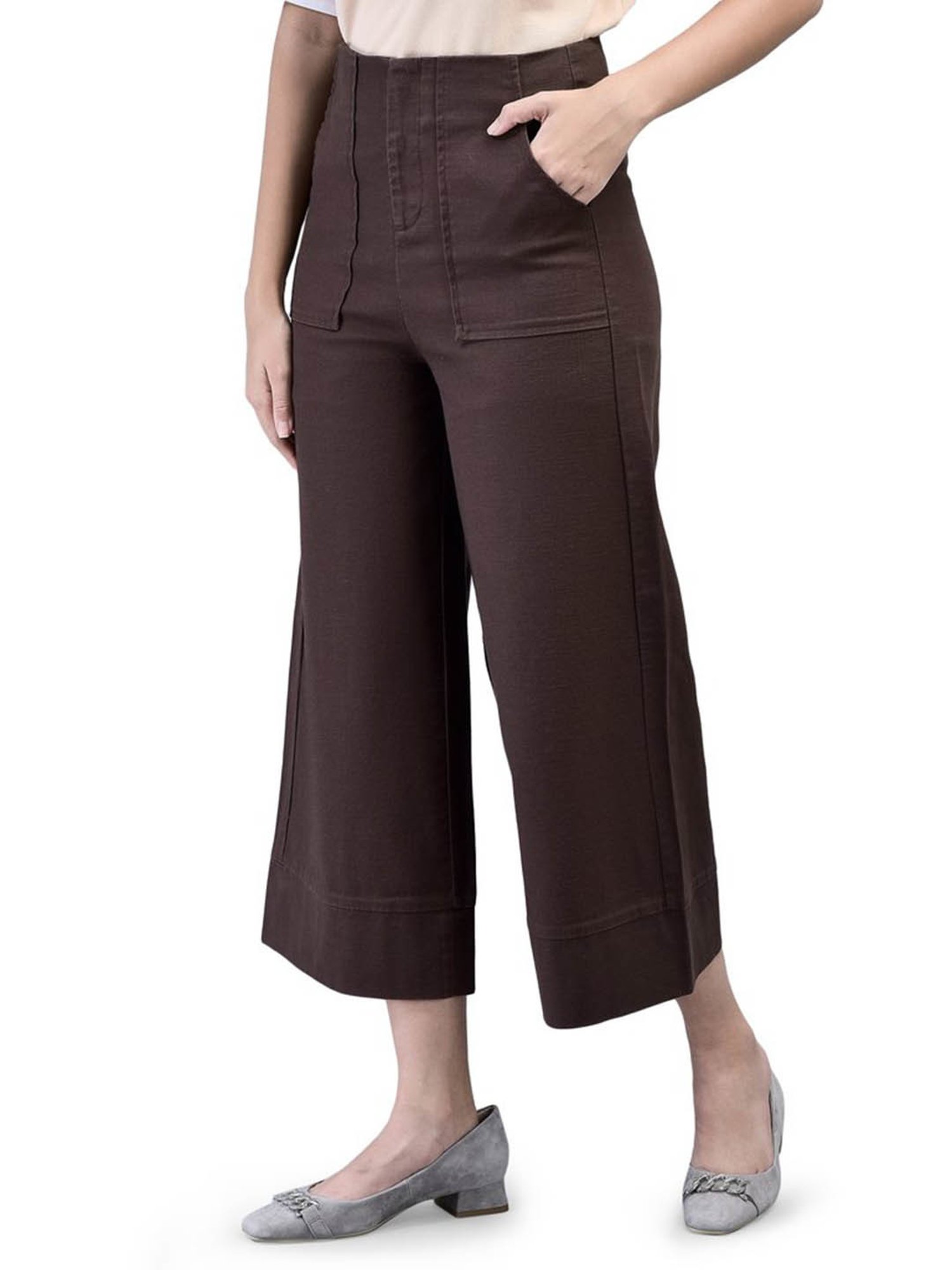 Woodland Brown Relaxed Fit Mid Rise Trousers