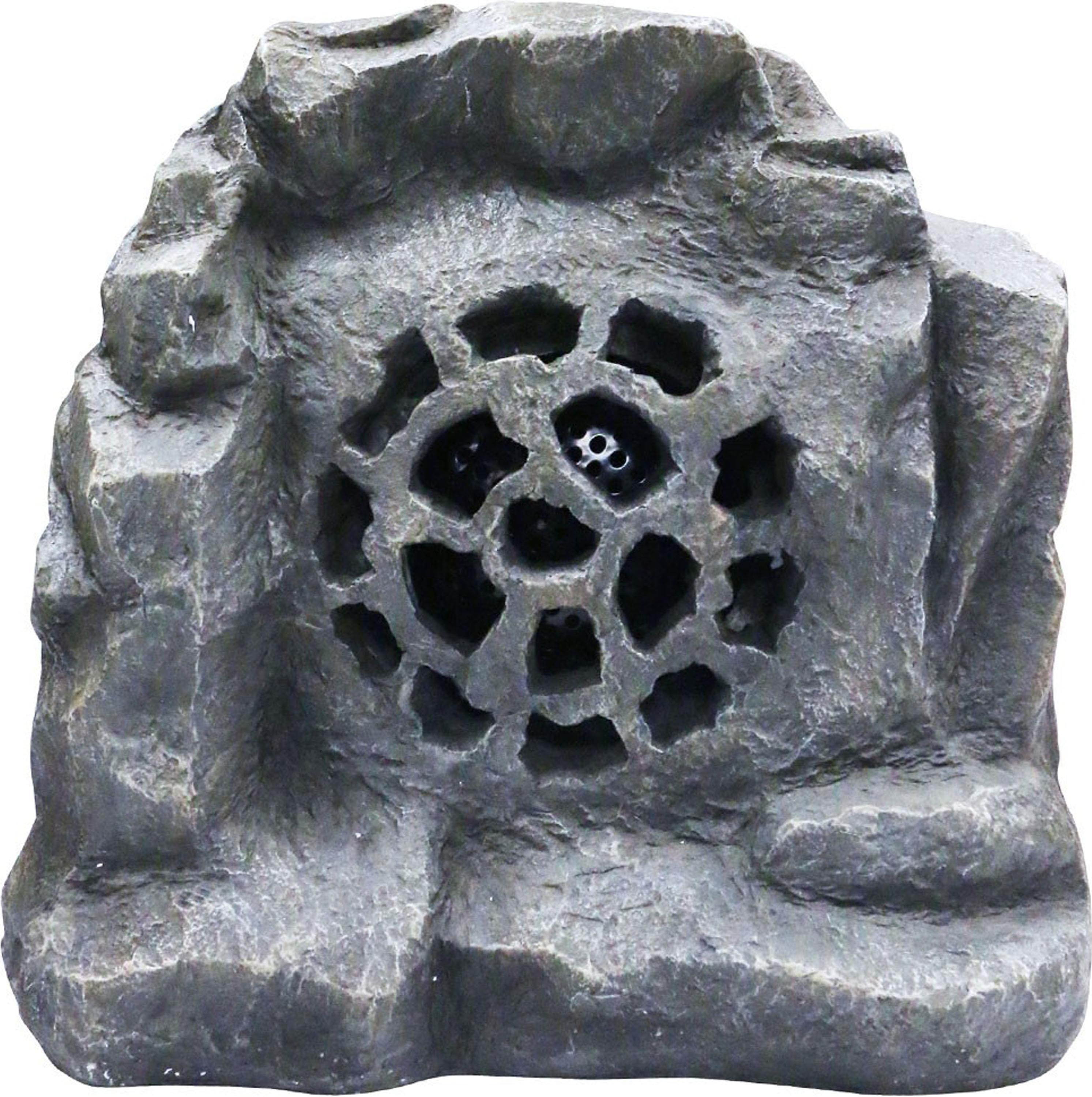 alpine corporation's revolutionary solar & bluetooth outdoor rock speaker usb charging option enabled comes with 1 year warranty grey