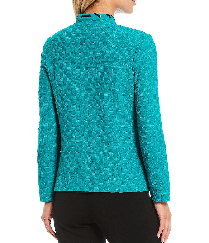 Eva Varro Solid Knit Jersey Notch Lapel Collar Two-Button Jacket