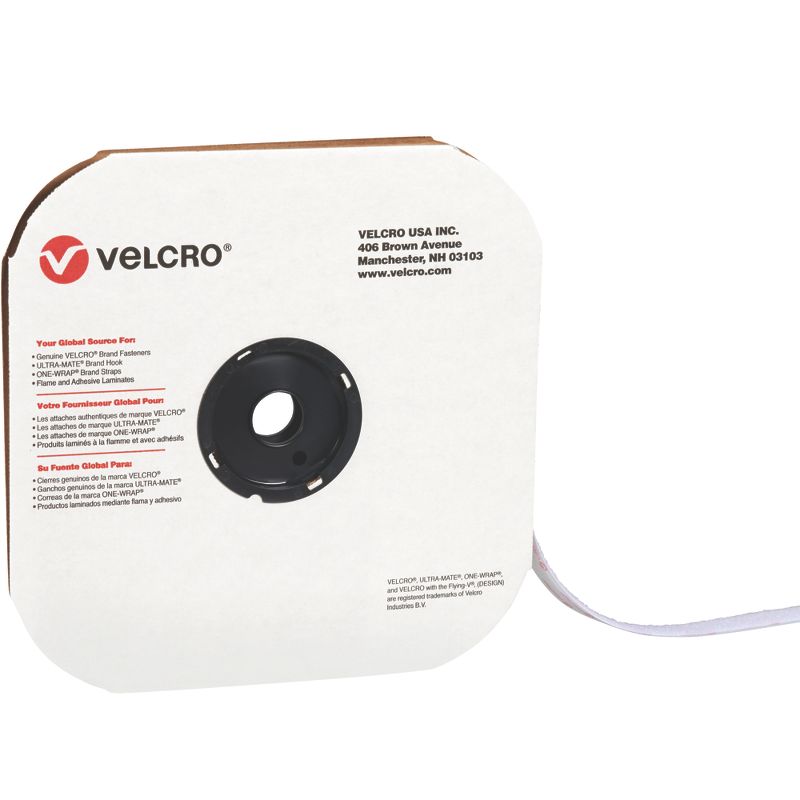 VELCRO Brand Velcro Tape Individual Strips Loop 5/8" x 75' White 1/Case VEL110