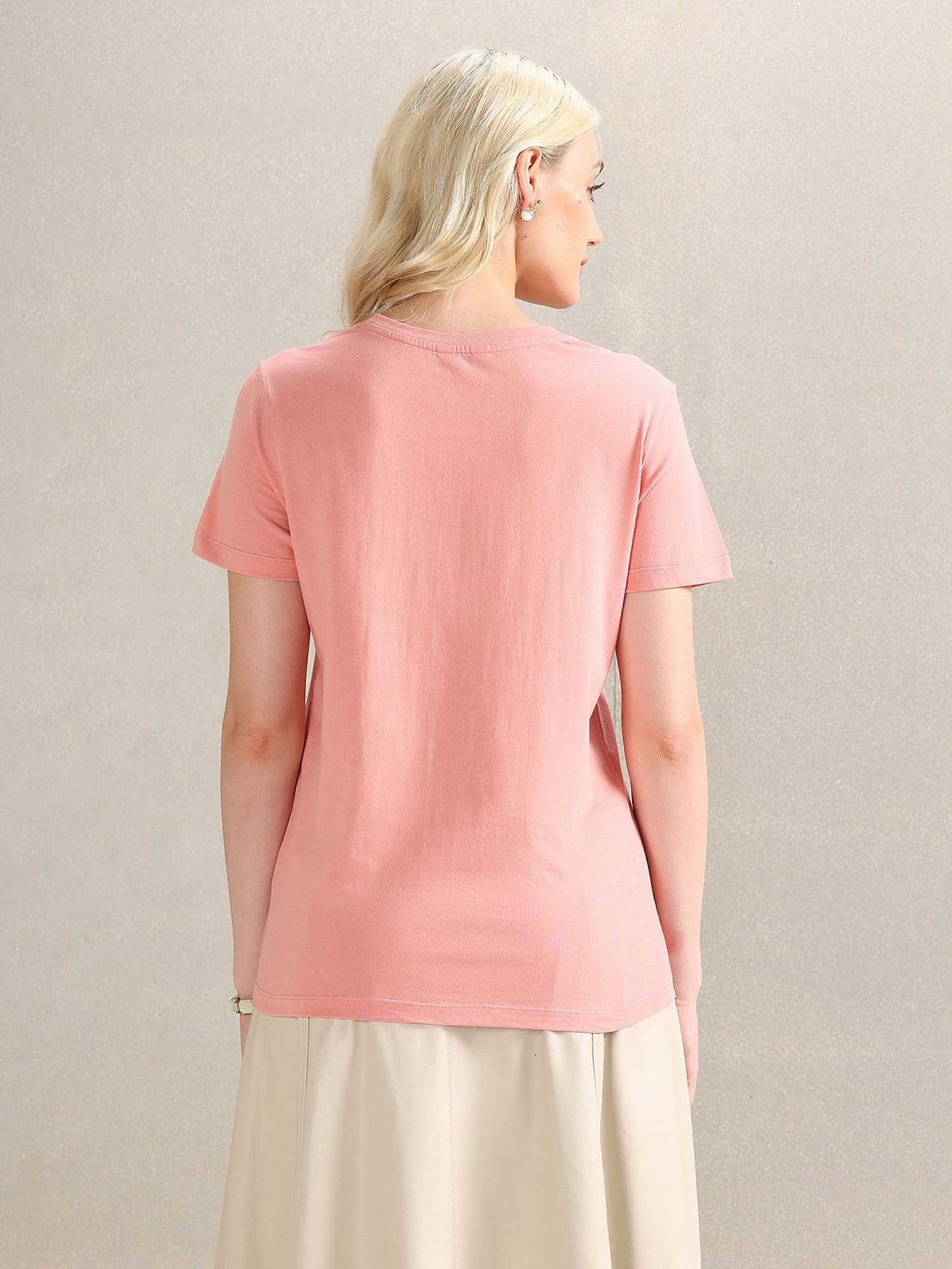 U.S. Polo Assn. Peach Cotton Graphic Print T-Shirt