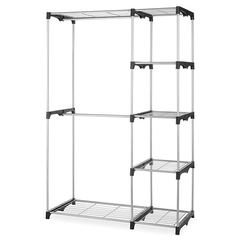 Double Rod Freestanding Closet Heavy Duty Storage Organizer