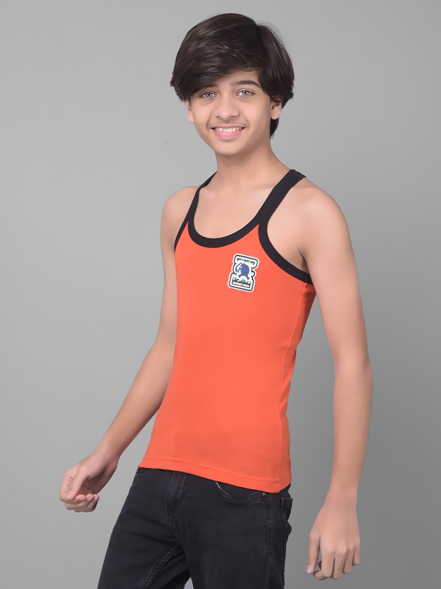 Dollar Bigboss Boys Multicolor Solid Gym Vest (Pack Of 5)