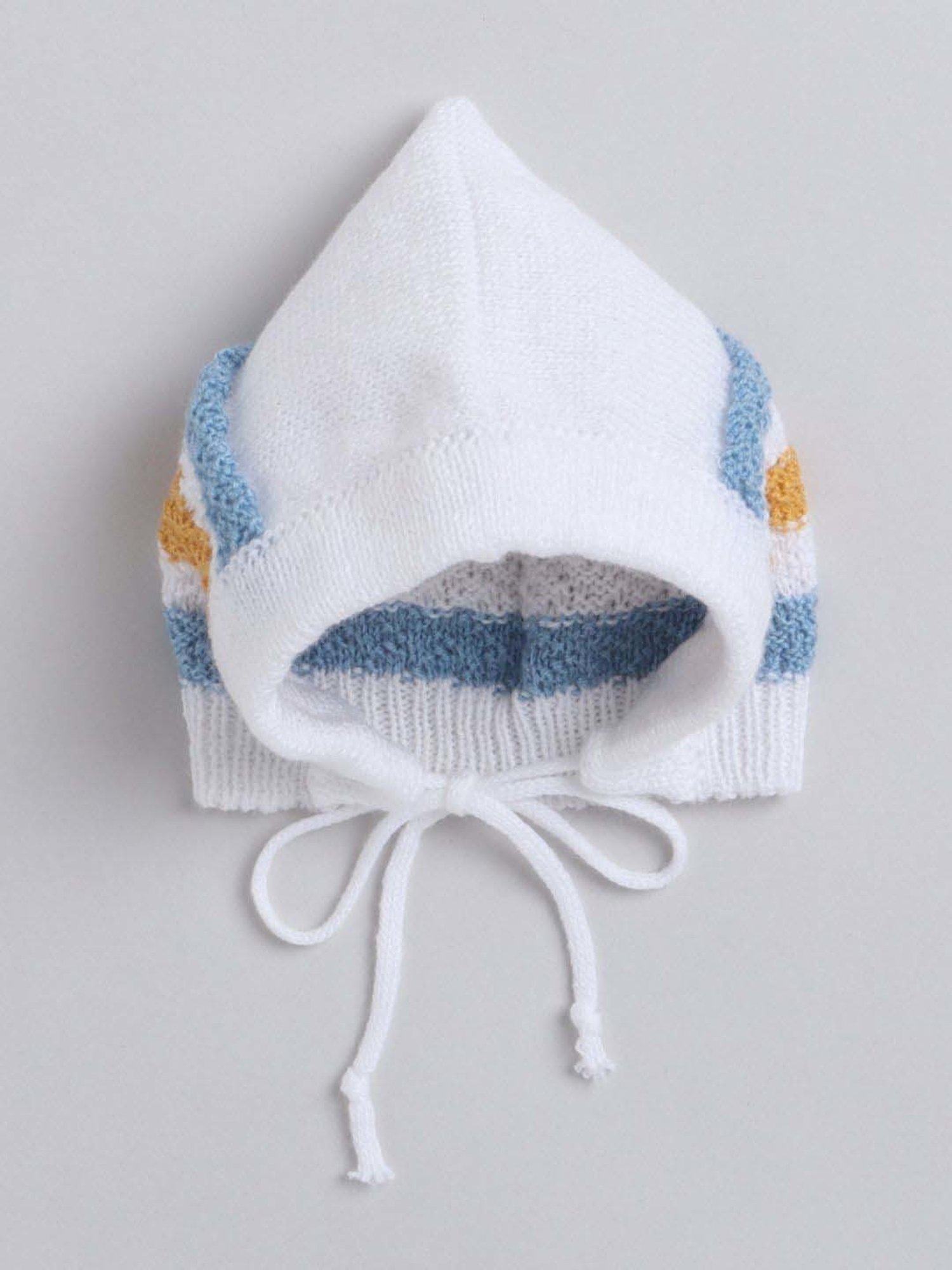 Little Angels Kids White & Blue Striped Full Sleeves Sweater Set