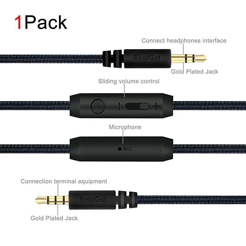 Audio Cord AUX Cable 35mm Headphones Cord with Microphone inline Volume 43ft 13m for PS4 Controller HeadphonesHomeCar Stereos and More 1Pack Black