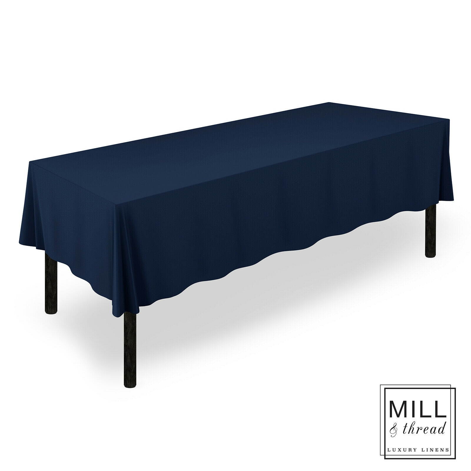 60" x 126" Rectangular Wedding Banquet Polyester Fabric Tablecloth - Navy Blue