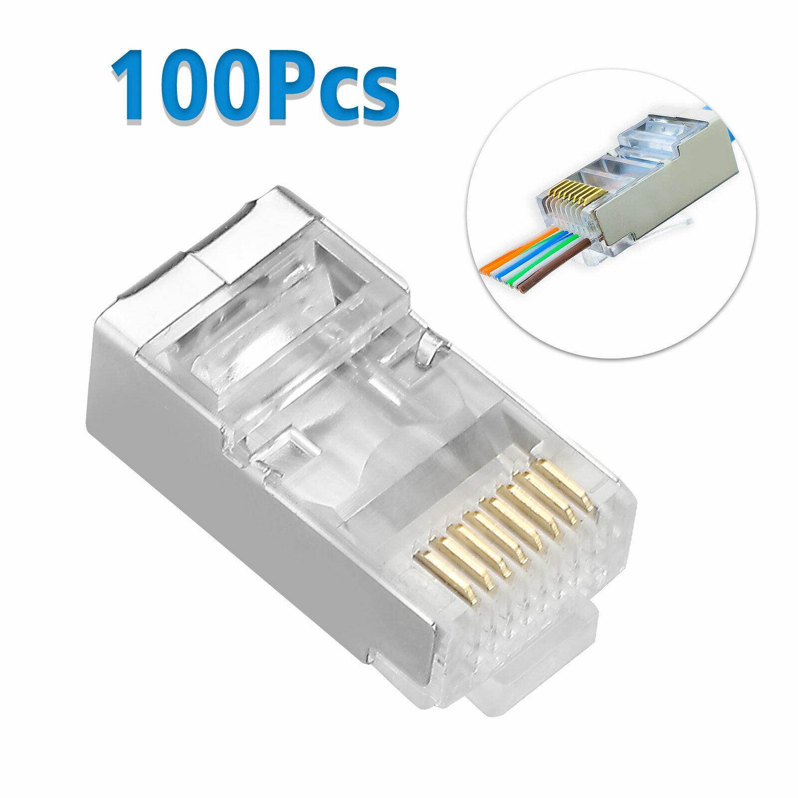 100PCS RJ45 Connector Shielded Cat6 Network Connector 8P8C for STP EthernetCable