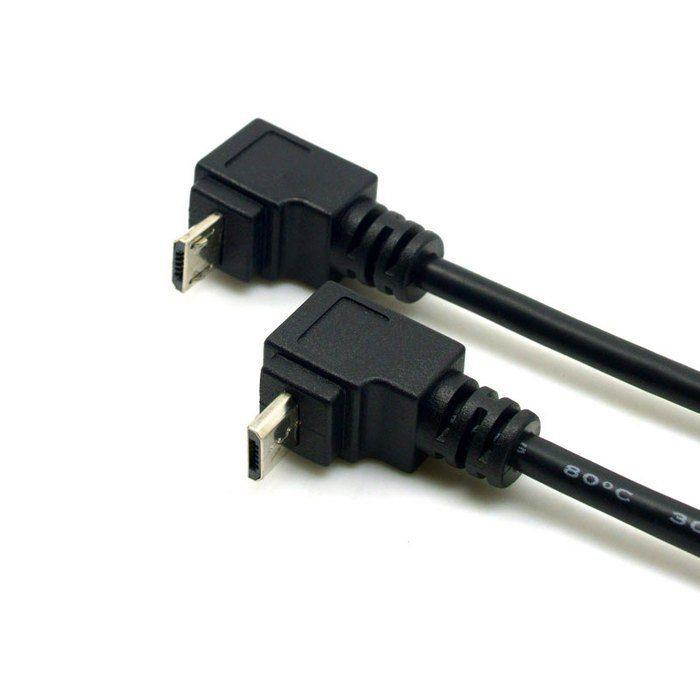 2pcs 90 Degree Up & Down Right Angled Micro USB Type B to USB Female OTG Cable