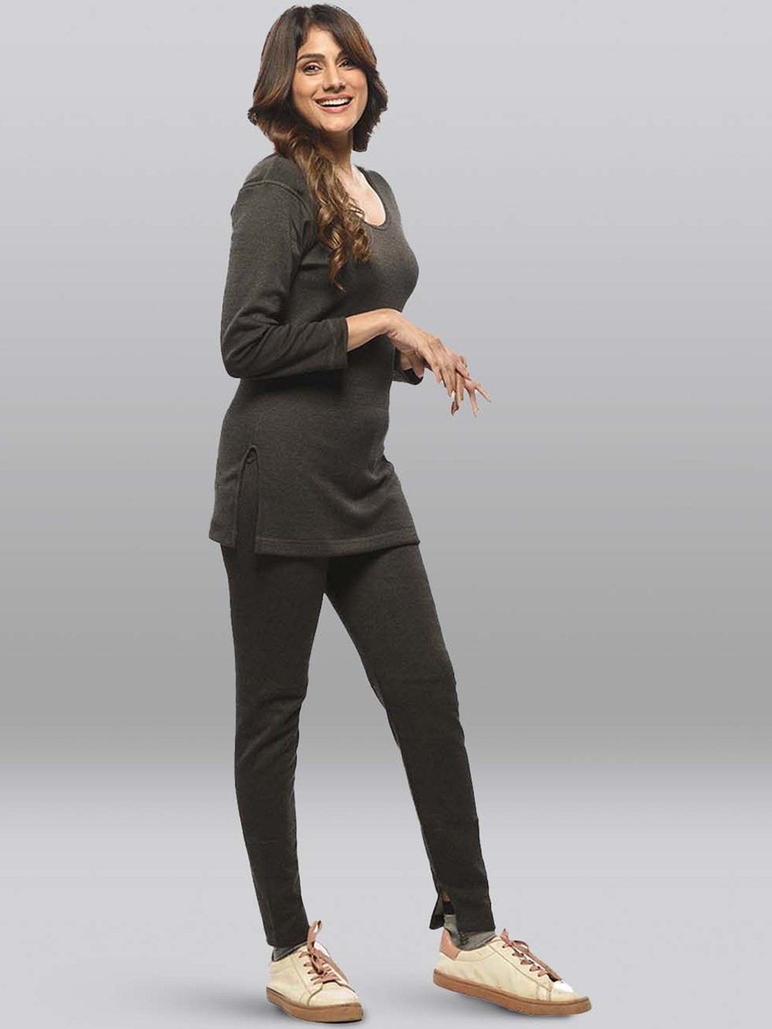 LUX Inferno Black Plain Long Top Leggings Set - Pack Of 2