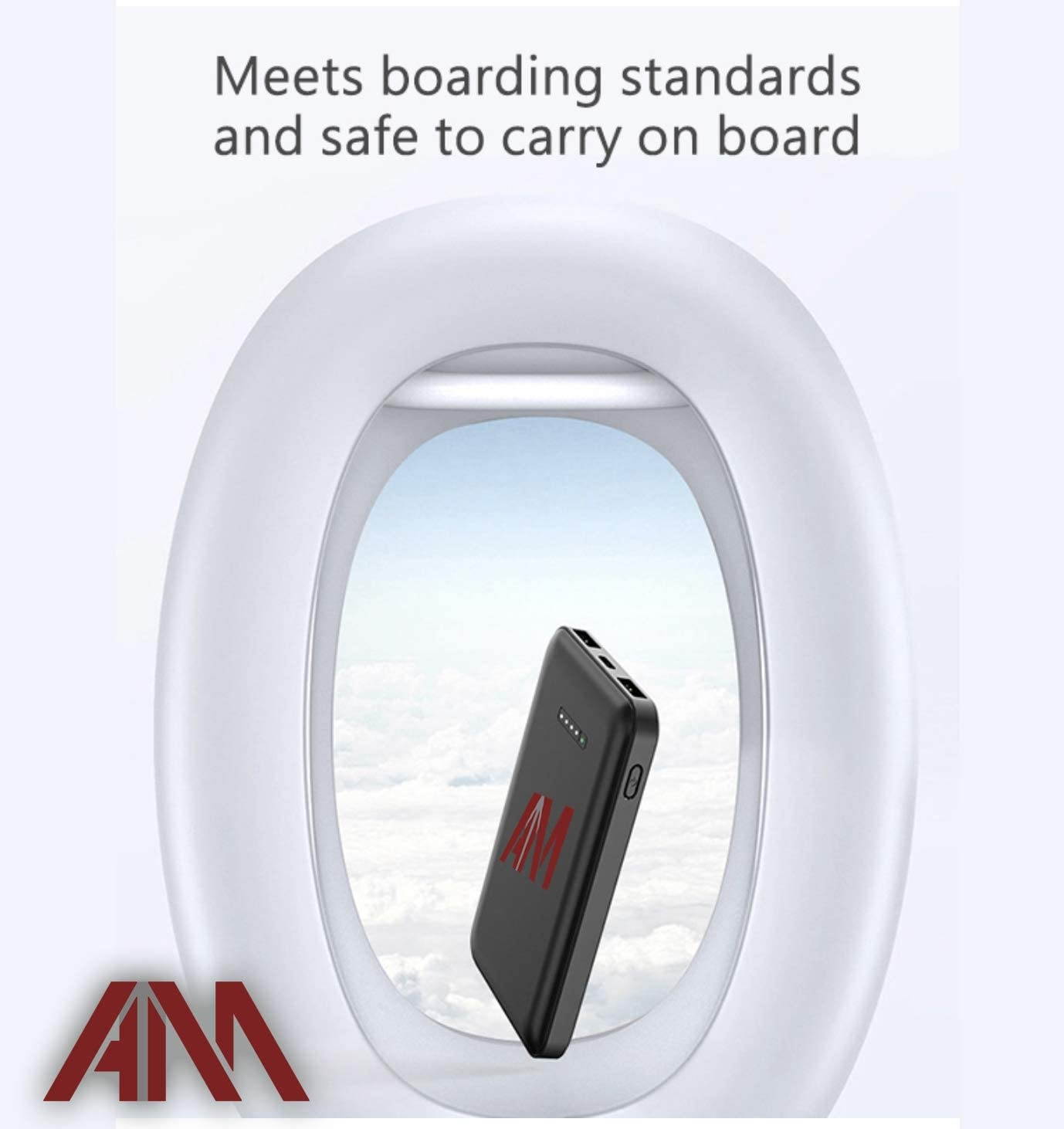 Portable Mini Wireless Hands Free Charger by AMT | 2-in-1 5000mAh Power Bank with Qi Wireless Charging & Hands Free Suction Cups Attachment Options Big Charge Half The Size (1 Unit)- Black