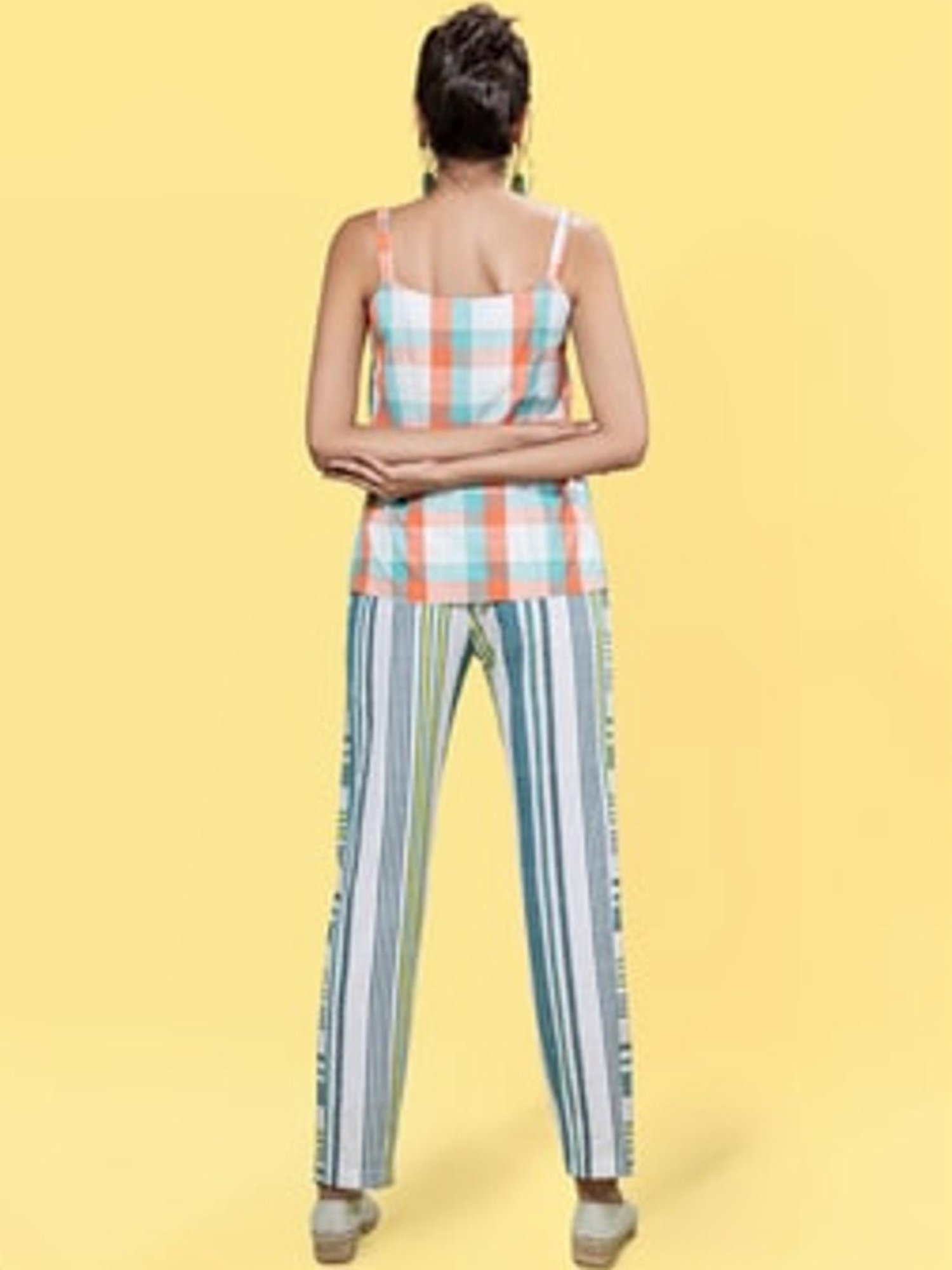 Anushe Pirani White & Teal Of Myriad Minds Safari Pants