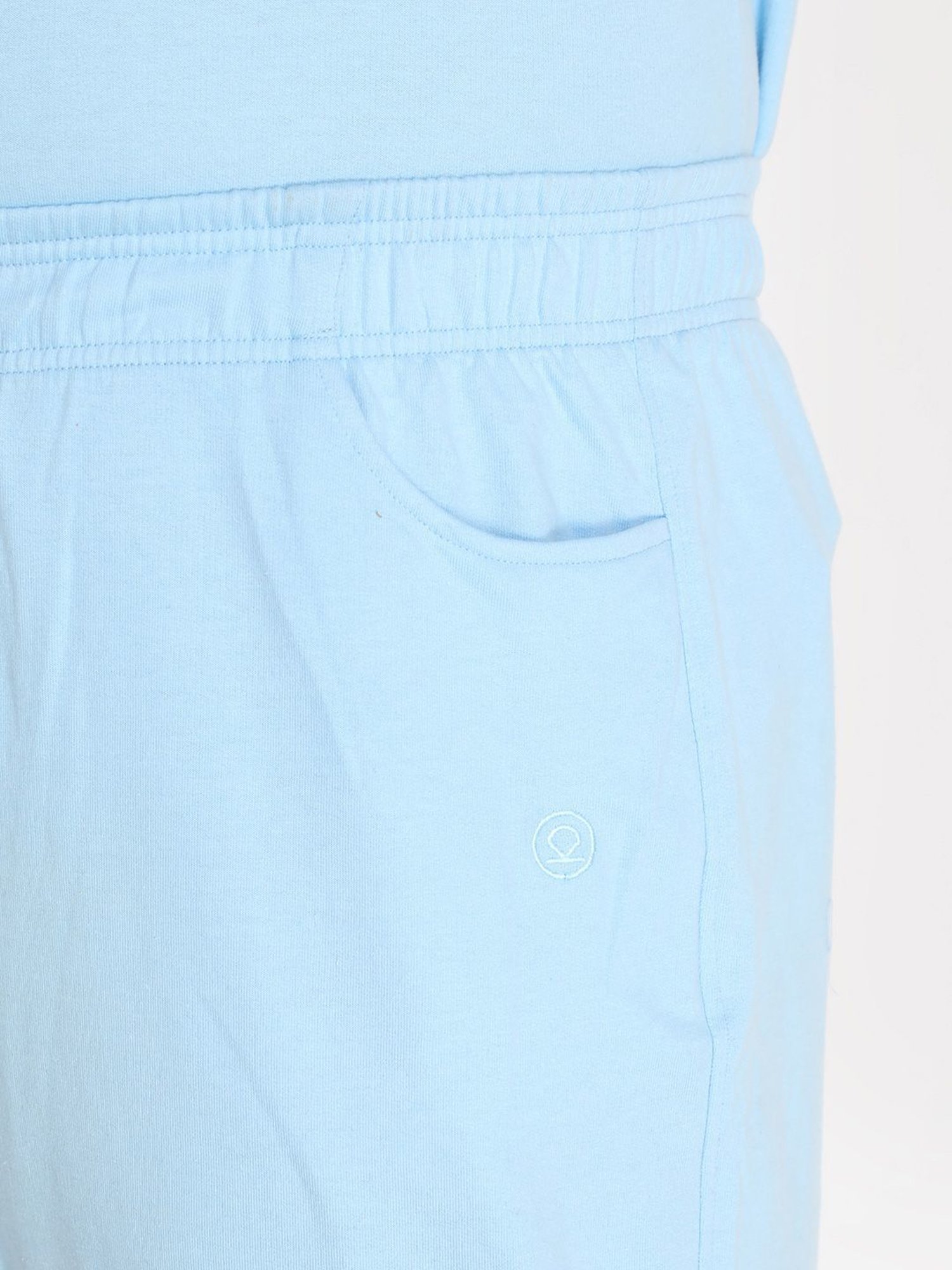 Chkokko Sky Blue Cotton Relaxed Fit Trackpants